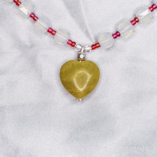 "CENTERPIECE" NECKLACE milky & green