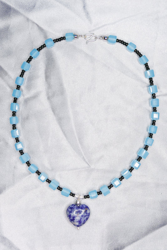 "CENTERPIECE" NECKLACE blue &amp; black