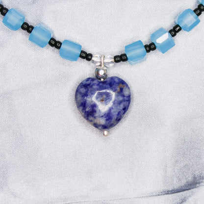 "CENTERPIECE" NECKLACE blue &amp; black