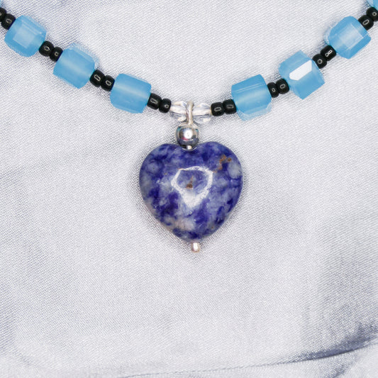 "CENTERPIECE" NECKLACE blue &amp; black