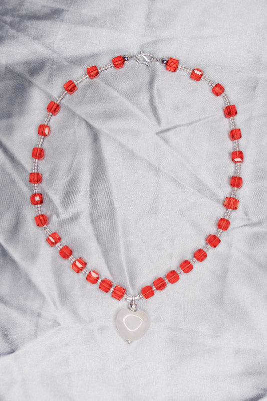 "CENTERPIECE" NECKLACE orange &amp; white