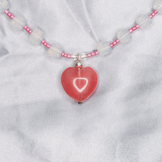 "CENTERPIECE" NECKLACE milky &amp; pink