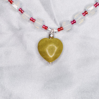 "CENTERPIECE" NECKLACE milky &amp; green